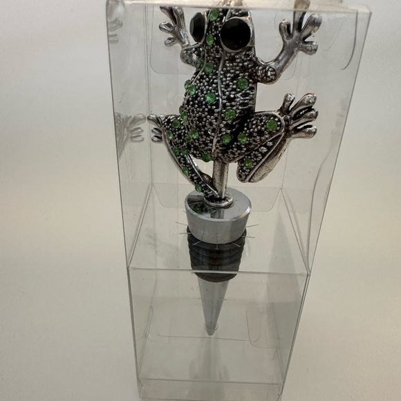 Silver and Green Frog Wine Stopper Brand New - Picture 2 of 4